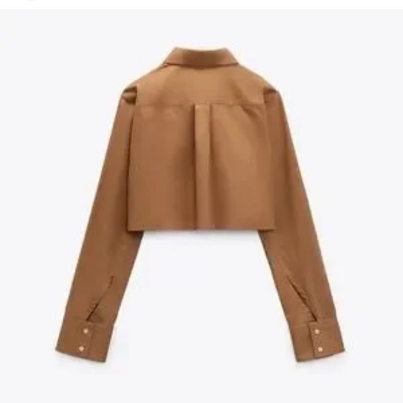 ZARA cropped poplin blouse long sleeves buttoned down Sz XS - Picture 4 of 9